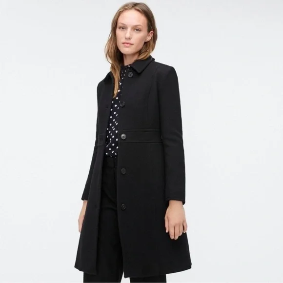 J. Crew Black Classic Lady Day Coat In Italian Double-cloth Wool With Th - Picture 2 of 16